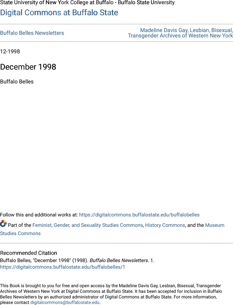 Download the full-sized PDF of Buffalo Belles Vol. 7 No. 12 (December, 1998)