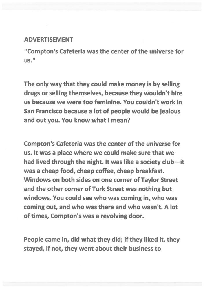 Download the full-sized PDF of Personal Narrative on Compton's Cafeteria and Military Service