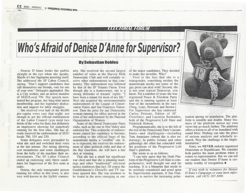 Download the full-sized image of Article about 1998 Supervisor campaign
