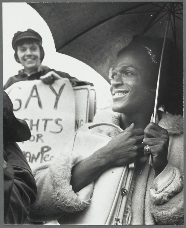 Download the full-sized image of Kady Vandeurs and Marsha P. Johnson at gay rights rally at City Hall