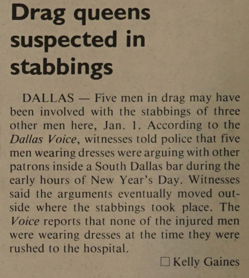 Download the full-sized PDF of Drag queens suspected in stabbings