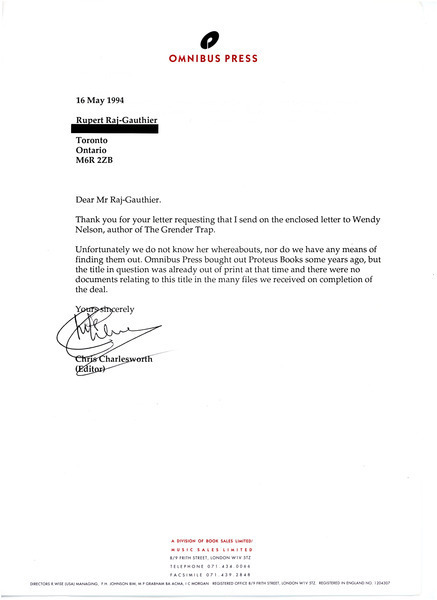 Download the full-sized image of Letter from Chris Charlesworth to Rupert Raj (May 16, 1994)