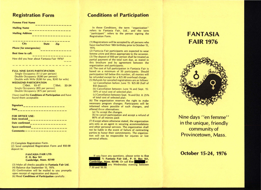 Download the full-sized PDF of Fantasia Fair Brochure (Oct. 15 - 24, 1976)