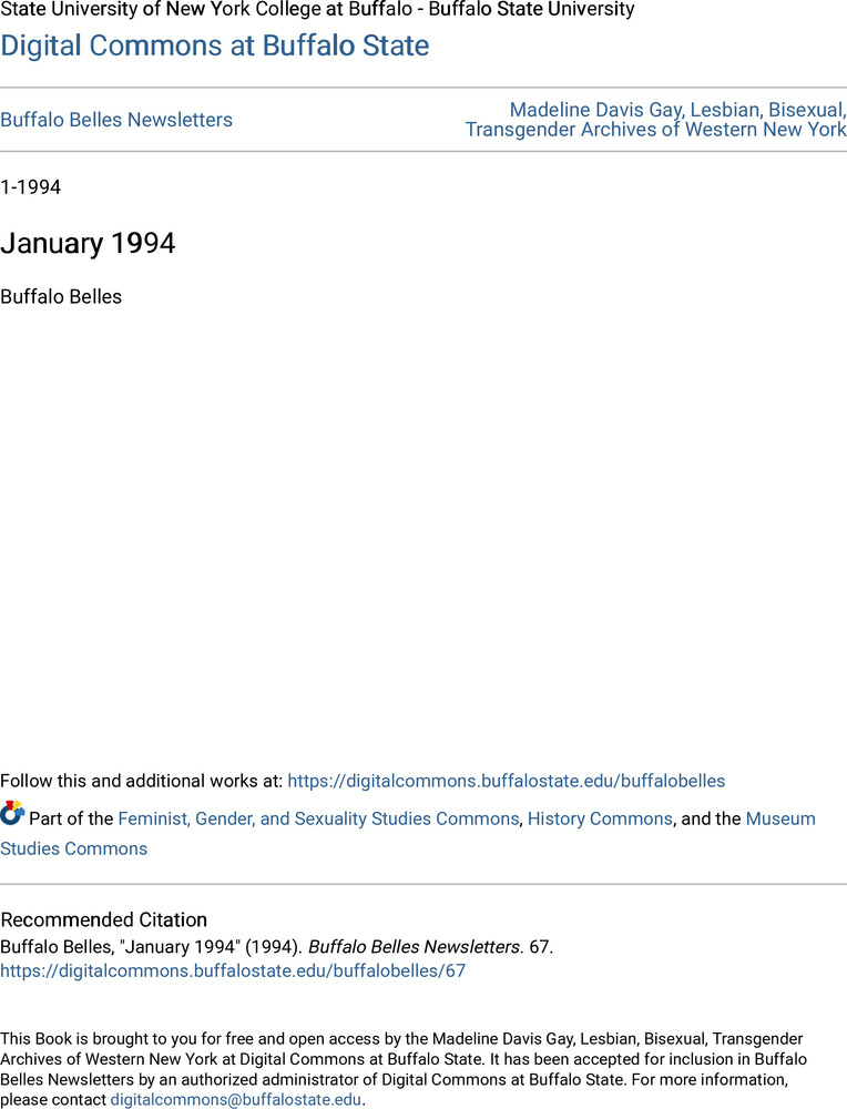 Download the full-sized PDF of Buffalo Belles Vol. 3 No. 1 (January, 1994)