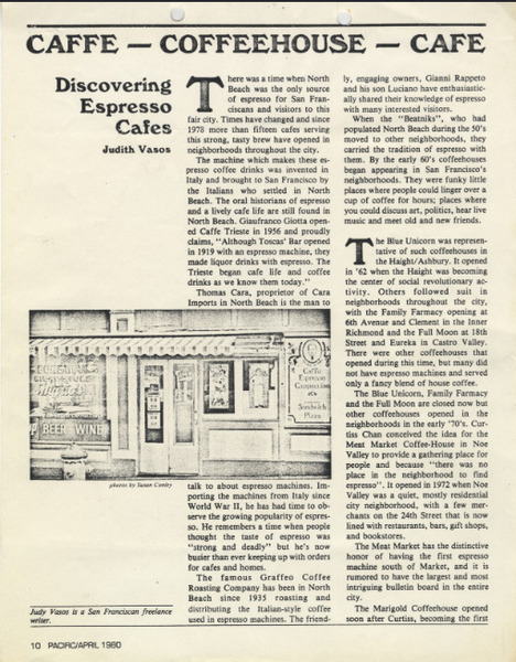 Download the full-sized image of Magazine article about Cafe Denise