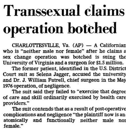 Download the full-sized image of Transsexual Claims Operation Botched