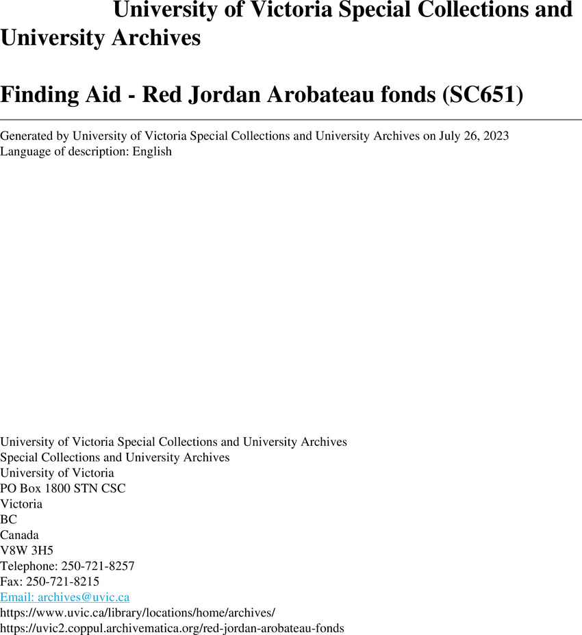 Download the full-sized PDF of Red Jordan Arobateau Fonds