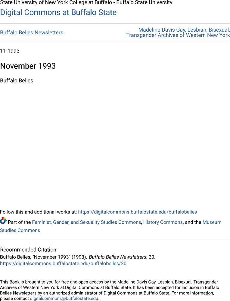 Download the full-sized PDF of Buffalo Belles Vol. 2 No. 11 (November, 1993)