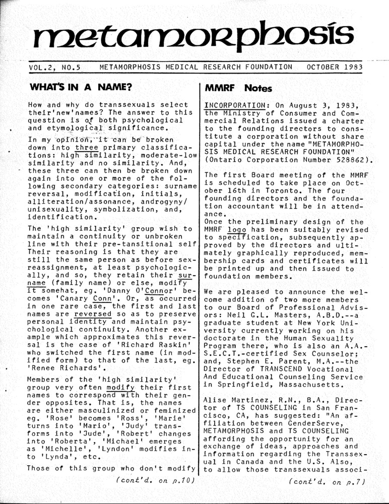 Download the full-sized PDF of Metamorphosis Vol. 2, No. 5 (October 1983)