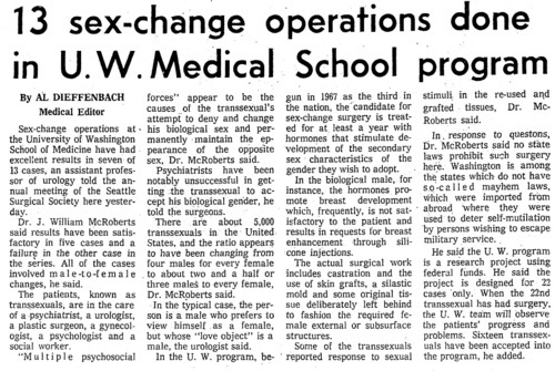 Download the full-sized image of 13 sex- change operations done in U.W. Medical School program 