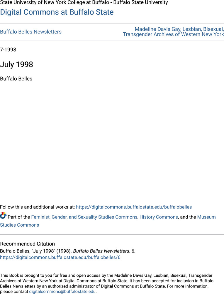 Download the full-sized PDF of Buffalo Belles Vol. 7 No. 7 (July, 1998)