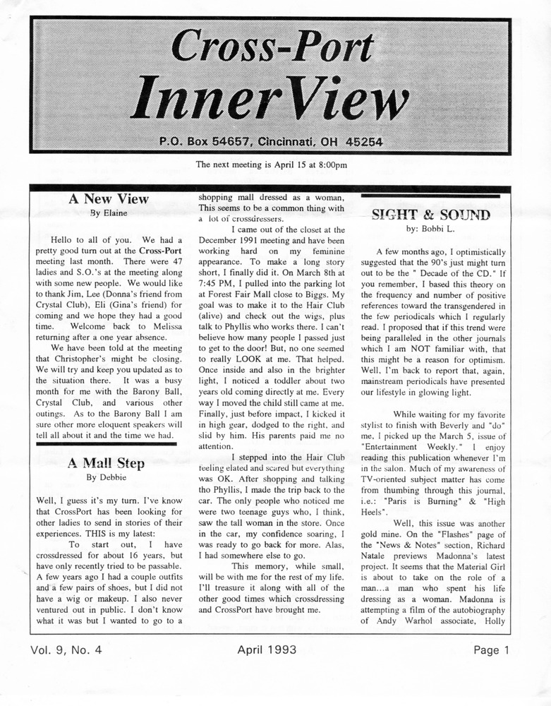 Download the full-sized PDF of Cross-Port InnerView, Vol. 9 No. 4 (April, 1993)