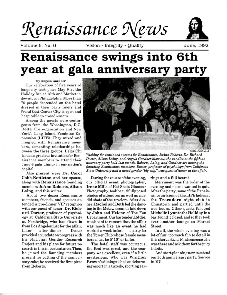 Download the full-sized PDF of Renaissance News, Vol. 6 No. 6 (June 1992)