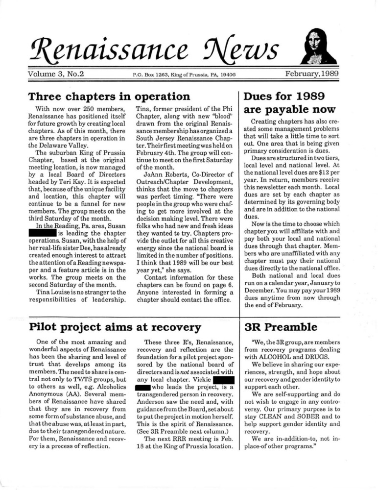 Download the full-sized PDF of Renaissance News, Vol. 3 No. 2 (February 1989)