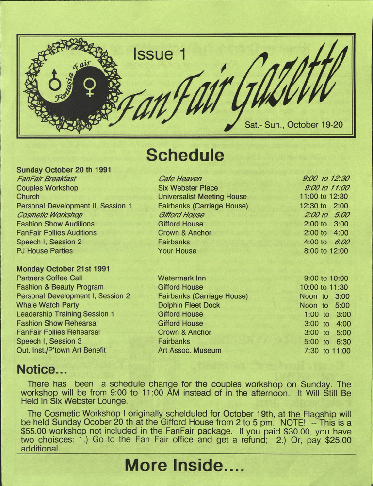 Download the full-sized PDF of Fan Fair Gazette, Issue 1 (October 19-20, 1991)