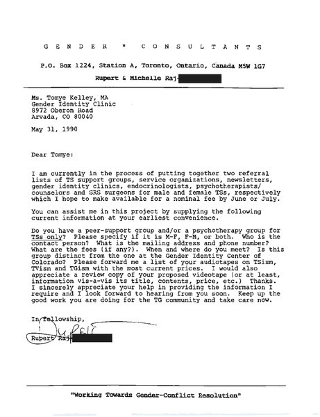 Download the full-sized image of Letter from Rupert Raj to Tomye Kelley (May 31, 1990)