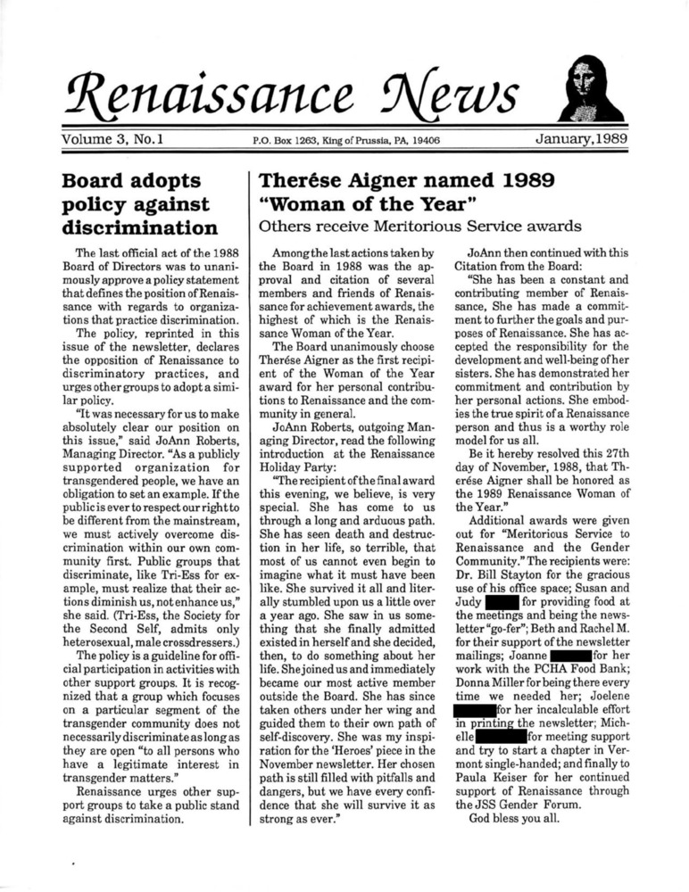 Download the full-sized PDF of Renaissance News, Vol. 3 No. 1 (January 1989)