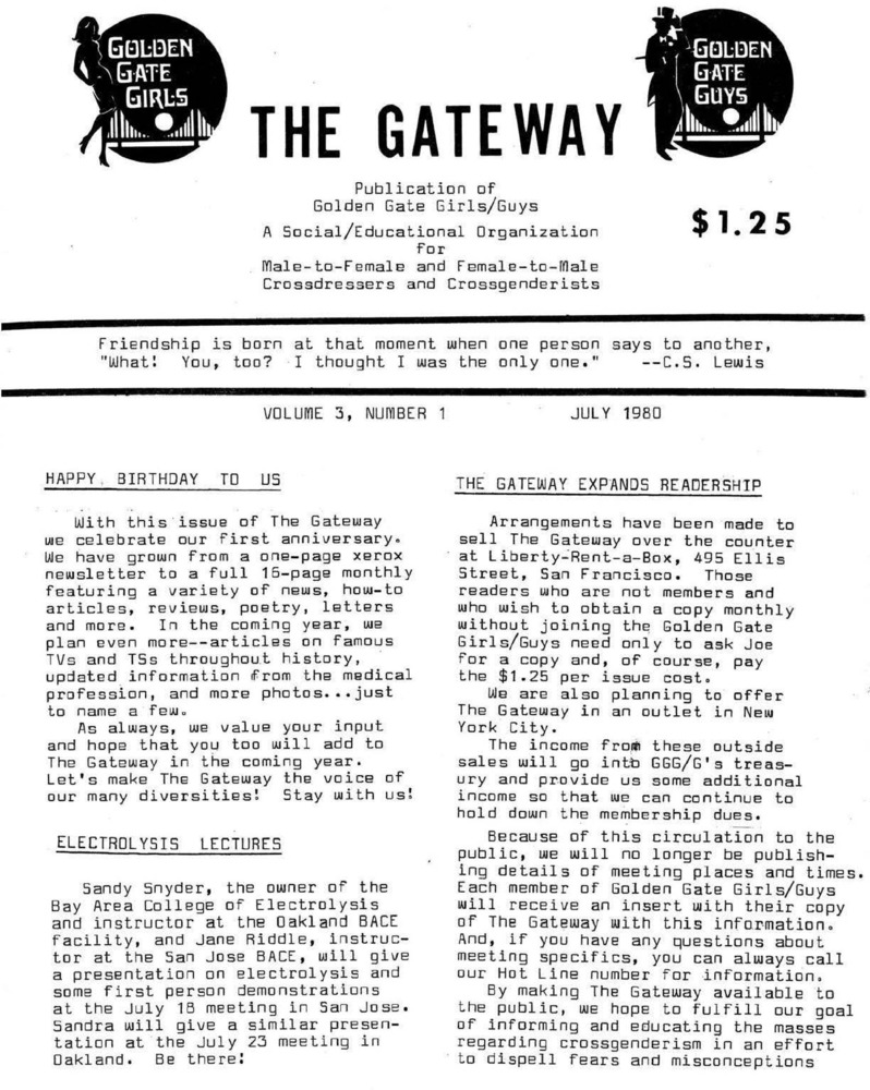 Download the full-sized PDF of The Gateway Vol. 3 No. 1 (July, 1980)