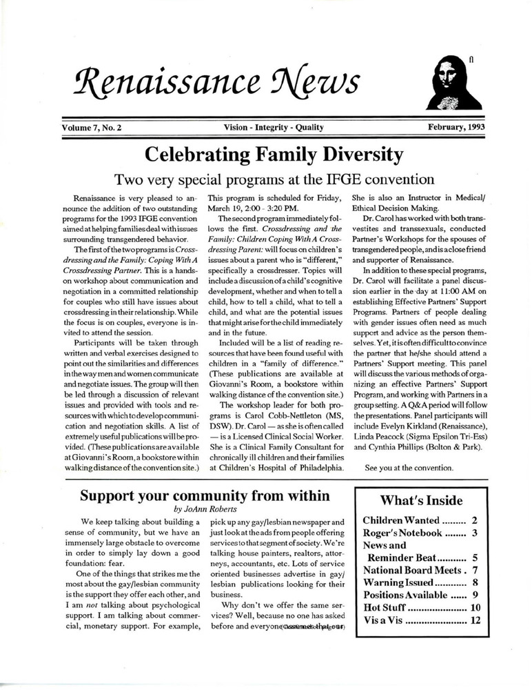 Download the full-sized PDF of Renaissance News, Vol. 7 No. 2 (February 1993)