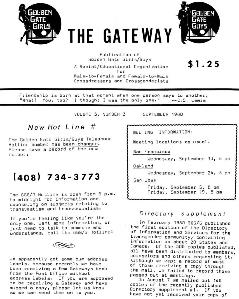 Download the full-sized PDF of The Gateway Vol. 3 No. 3 (September, 1980)