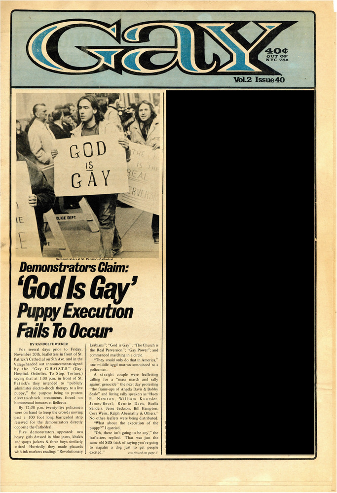 Download the full-sized PDF of Demonstrators Claim: 'God Is Gay,' Puppy Execution Fails to Occur