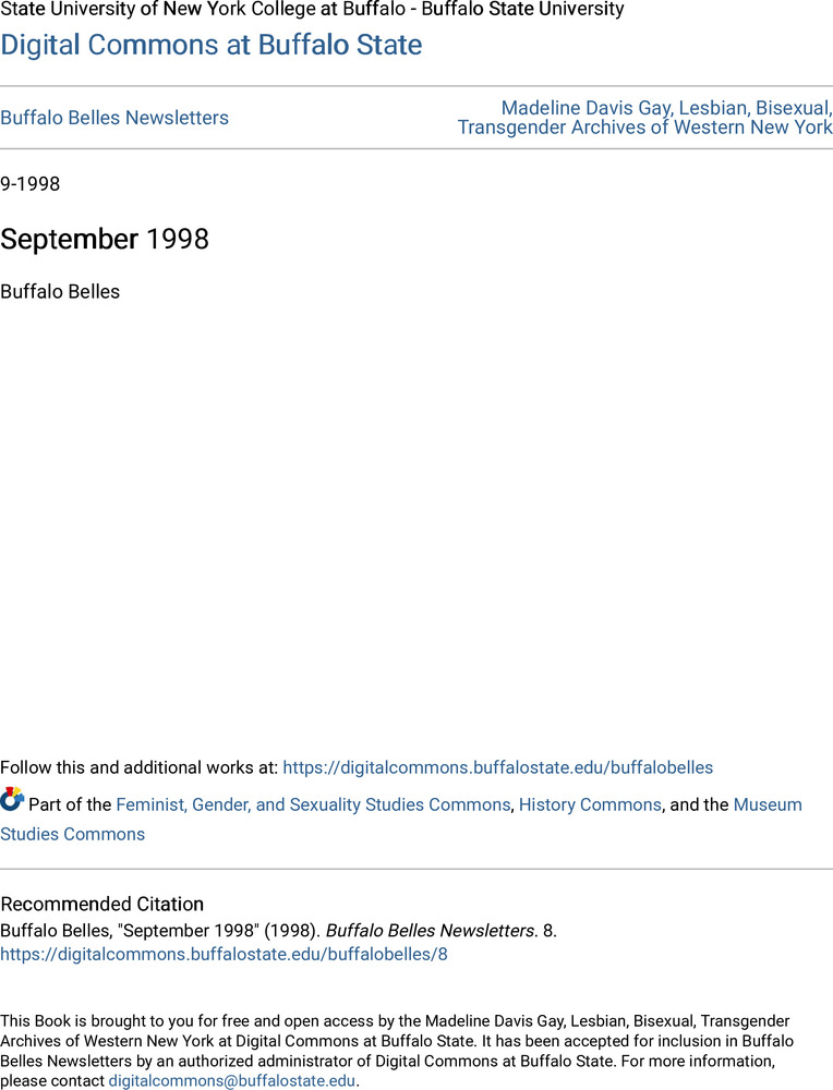 Download the full-sized PDF of Buffalo Belles Vol. 7 No. 9 (September, 1998)