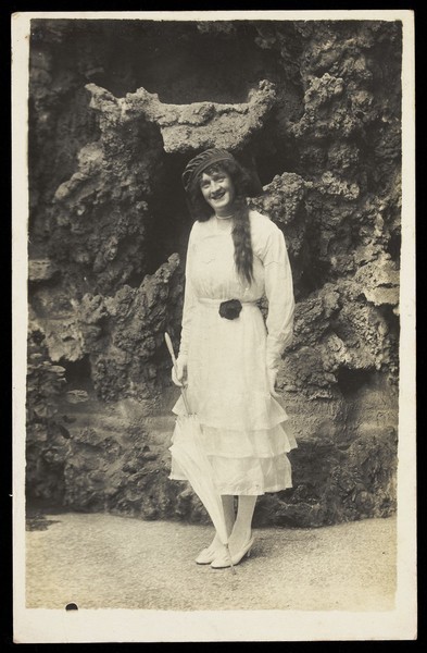 Download the full-sized image of An actor in drag, from "Jays concert party". Photographic postcard, 1918.