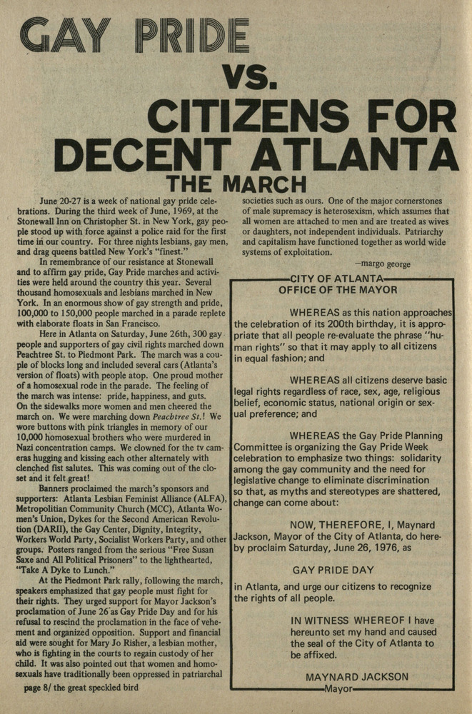 Download the full-sized PDF of Gay Pride Vs. Citizens for a Decent Atlanta - The March