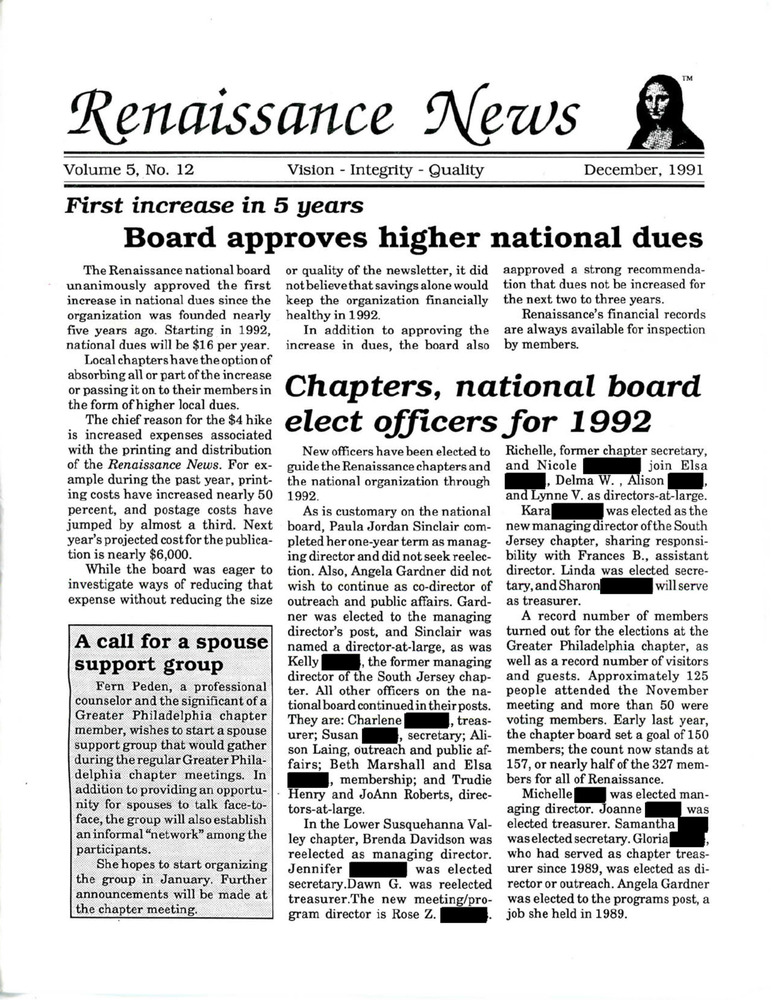 Download the full-sized PDF of Renaissance News, Vol. 5 No. 12 (December 1991)