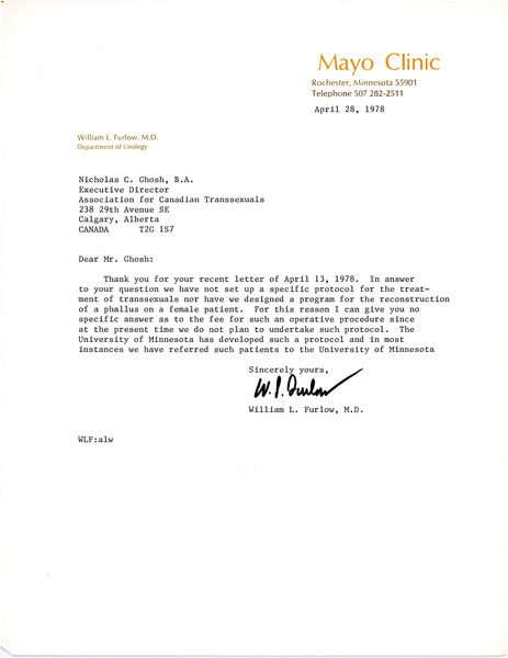 Download the full-sized image of Letter from William Furlow to Rupert Raj (April 28, 1978)