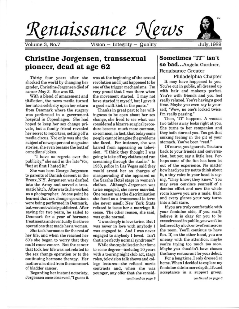 Download the full-sized PDF of Renaissance News Vol. 3 No. 7 (July 1989)