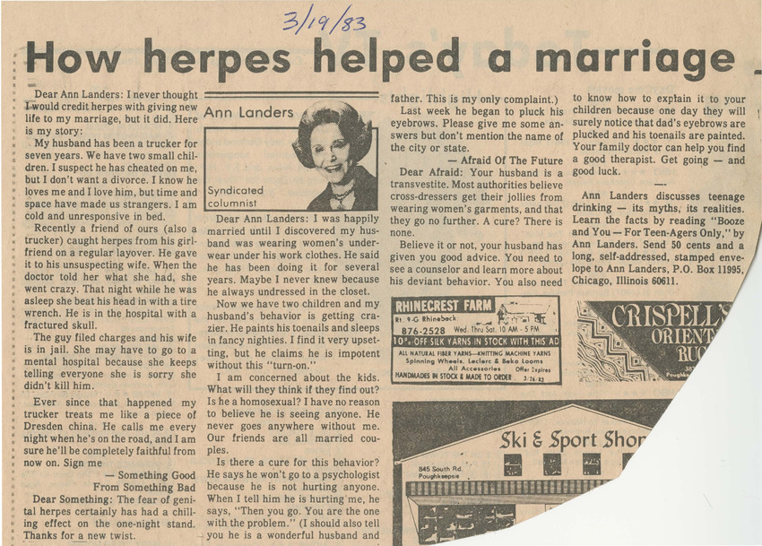 Download the full-sized PDF of How Herpes Helped a Marriage (March 19, 1983)