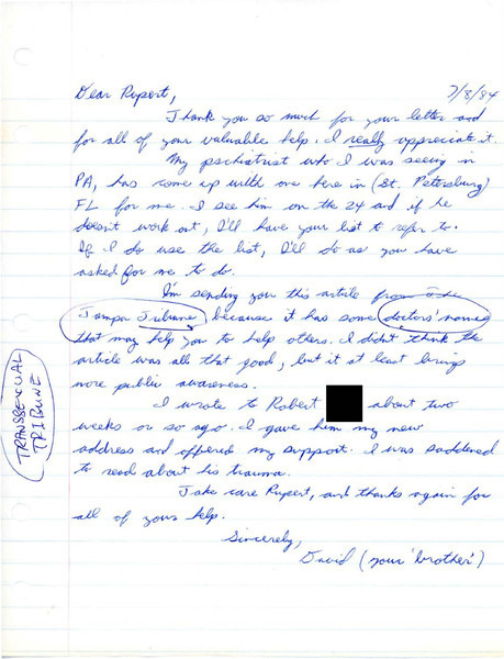 Download the full-sized image of Letter from David to Rupert Raj (July 8, 1984)