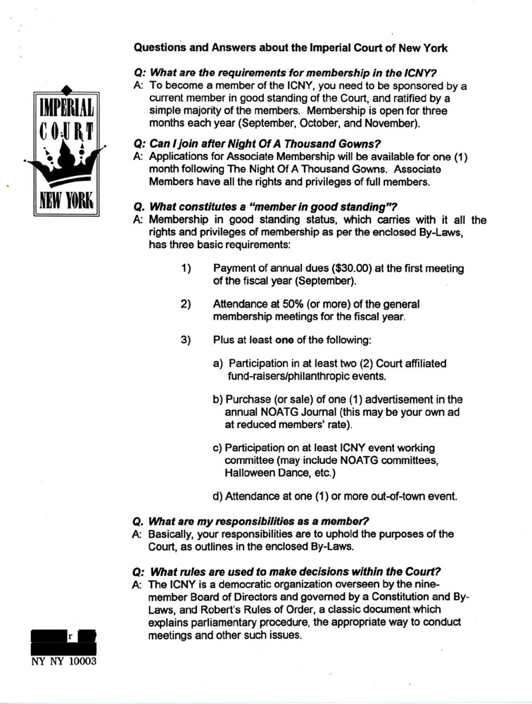 Download the full-sized PDF of Questions and Answers about the Imperial Court of New York