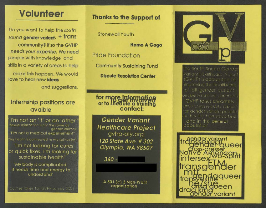 Download the full-sized PDF of Gender Variant Healthcare Project Brochure