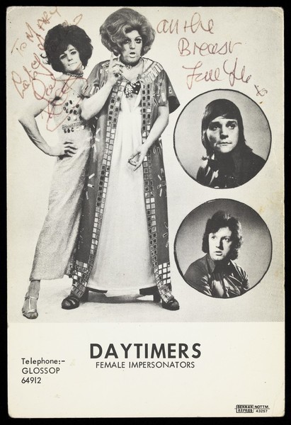 Download the full-sized image of "Daytimers" double-act in drag. Process print, 197-.
