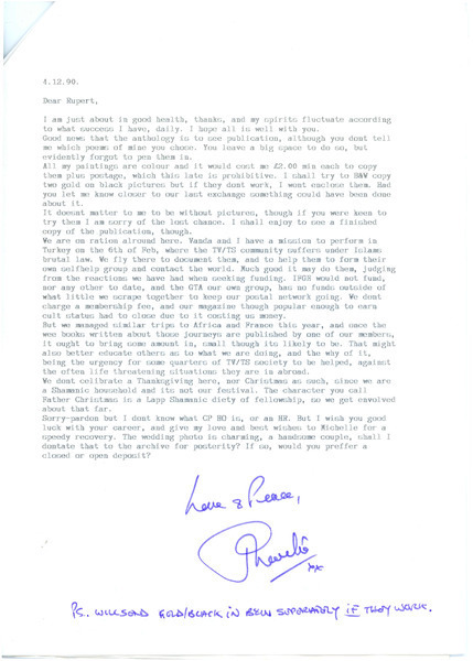 Download the full-sized image of Letter from Phaedra Kelly to Rupert Raj (December 4, 1990)