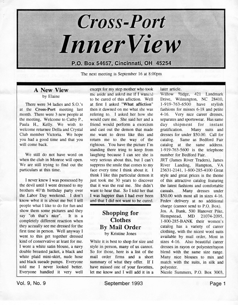 Download the full-sized PDF of Cross-Port InnerView, Vol. 9 No. 9 (September, 1993)