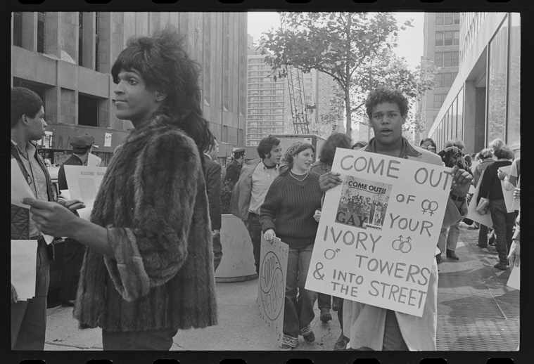 Download the full-sized image of A Photograph of Marsha P. Johnson and a Demonstrator