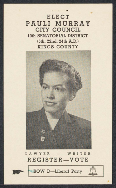 Download the full-sized image of Elect Pauli Murray for City Council 10th Senatorial District