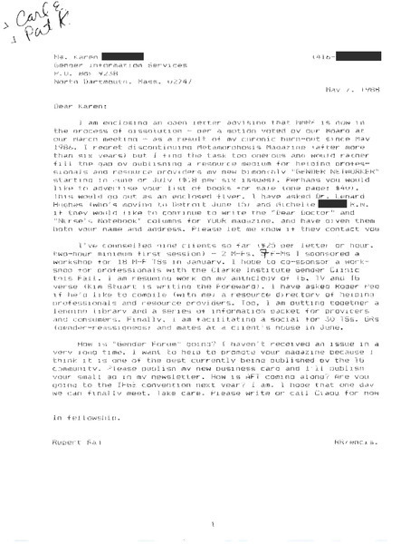 Download the full-sized image of Letter from Rupert Raj to Karen Aldrich (May 7, 1988)