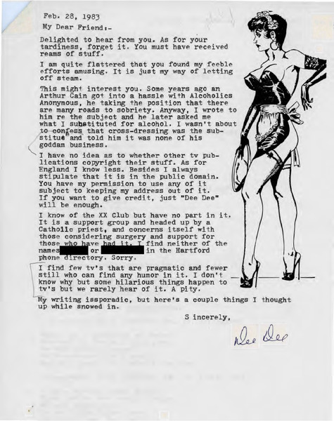 Download the full-sized image of Letter from Dee Dee (February 28, 1983)