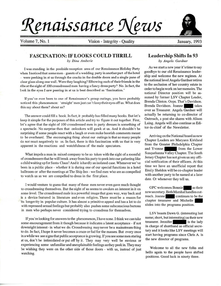 Download the full-sized PDF of Renaissance News, Vol. 7 No. 1 (January 1993)