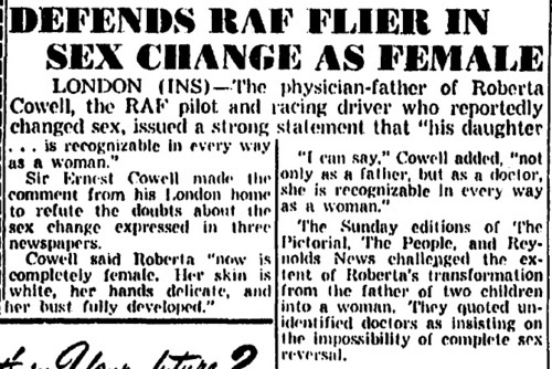 Download the full-sized image of Defends RAF Flier In Sex Change as Female