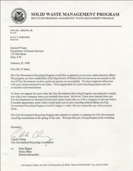 Download the full-sized image of City Government Recycling Program commendation