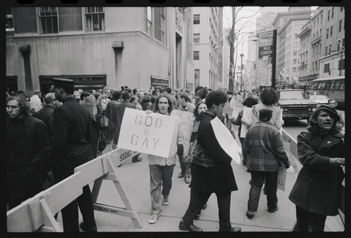 Download the full-sized image of Protestors March at St. Patrick's Cathedral Demonstration