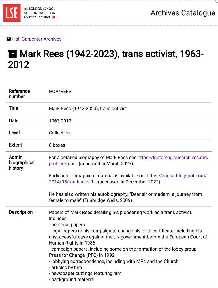 Download the full-sized PDF of Mark Rees Papers Finding Aid