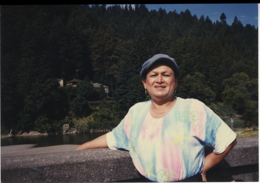 Download the full-sized image of Photo of Unknown Person Posing By Forest