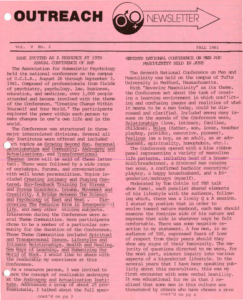 Download the full-sized PDF of Outreach Newsletter Vol 5 No 3 (Fall 1981)