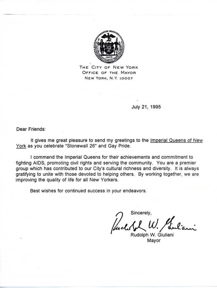 Download the full-sized PDF of Mayoral Letter to Celebrate Stonewall 26